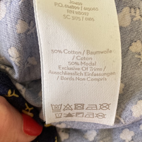 Boden floral top navy with yellow floral lace trim size 8 - Picture 5 of 5